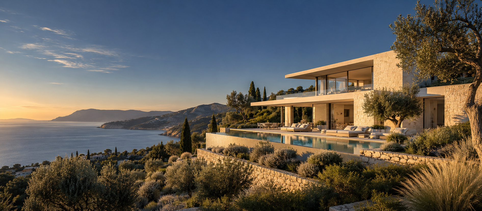 Villa contemporaine face à la mer